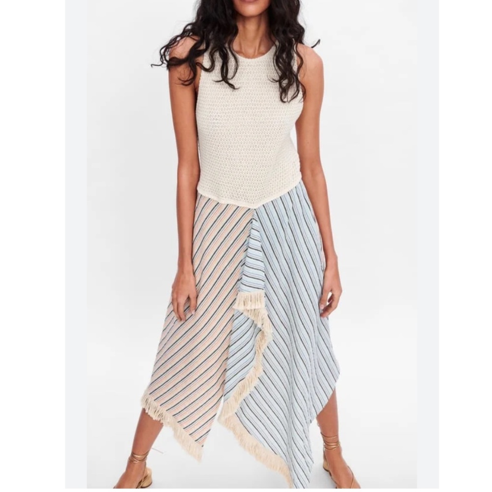 Zara asymmetrical hem midi dress